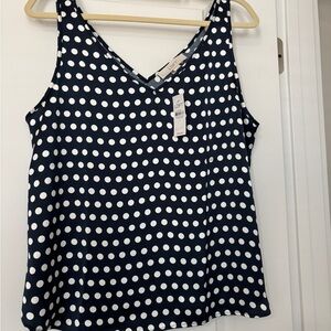 LOFT Navy Polka Dot Women's Top Size L